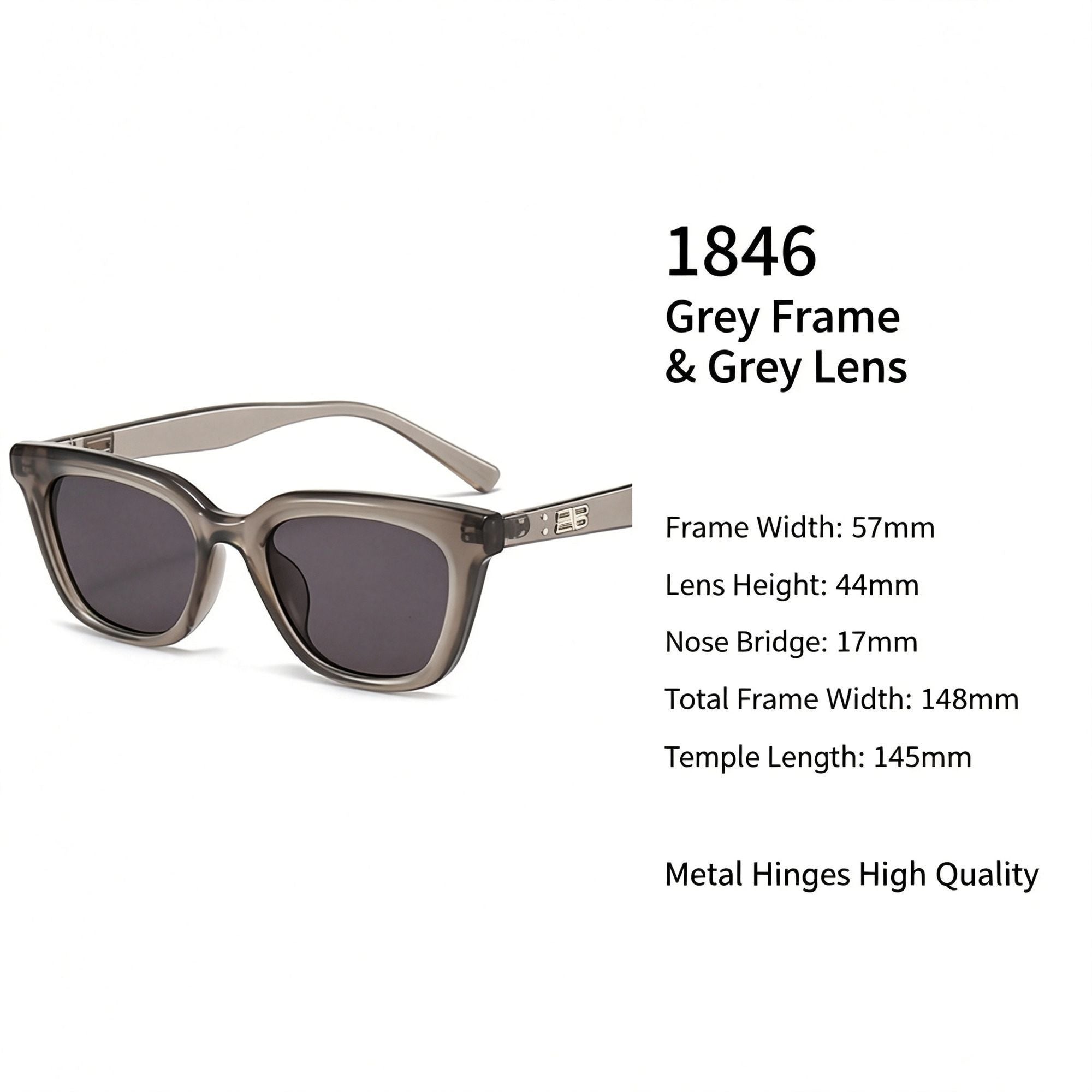 Minimalist Matte Grey Frame Grey Lens Cat Eye Sunglasses UV400, Understated Office Casual Elegance, Nice Christmas Present